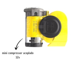 Buzina Ar 2 Cornetas Compacta c/ Compressor 12V Carro Moto