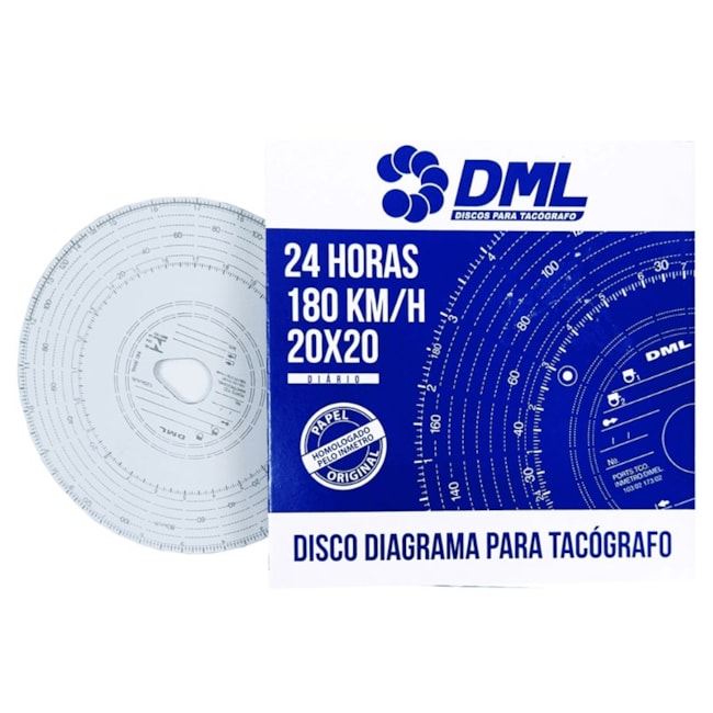 Disco de Tacógrafo 180km x 24Horas 20x20 Diário com Caixa de 100 Discos