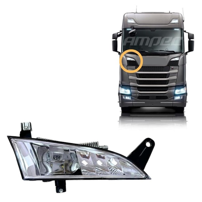 Farol Auxiliar Grade LED Compatível Scania S6 Ntg Direito