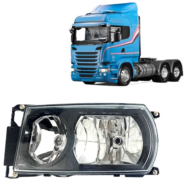 Farol Compatível Scania Serie 5 S5 PGR Mascara Negra LD