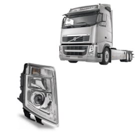 Farol Principal Dianteiro Lado Direito Contorno de Led para Volvo FH 2010 a 2020