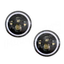 Kit 2 Farol Angel Eyes Defender LED Jeep Troller Fusca Kombi