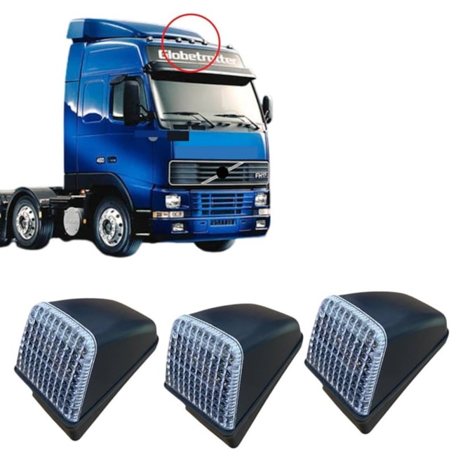 Kit 3 Lanternas Teto Volvo FM FH 12 13 FH12 FH13 LED Central