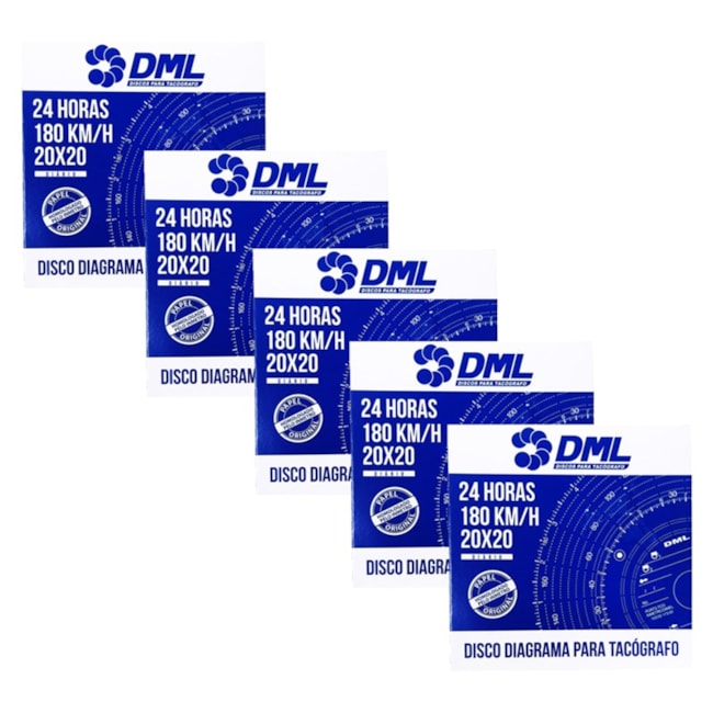 Kit 5 (cinco) Disco de Tacógrafo Diário 180km x 24Horas Com 100 unidades cada caixa