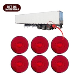 Kit 6 Lanternas Lateral Led Caminhão Carreta Sem Suporte Vermelha P