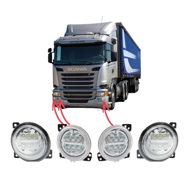 Kit Farol Auxiliar Milha Neblina Scania Serie 5 S5 LED