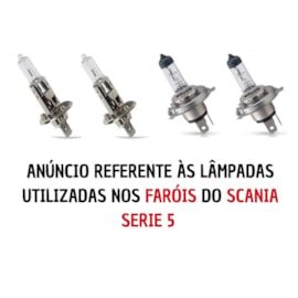 Kit Lâmpada H1 H7 compatível com Farol Scania Serie 5 S5 PGR