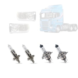 Kit Lâmpada H1 H7 compatível com Farol Scania Serie 5 S5 PGR