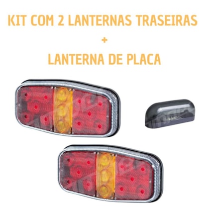 Kit Lanterna Carretinha Led Prova De Agua 12V + Luz Placa