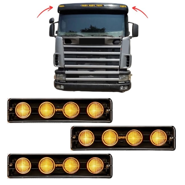 Kit Lanterna Tapa-Sol LED Amarela Compatível Scania Serie 5