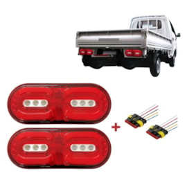 Kit Par Lanterna Traseira Carreta Randon LED 12v + Chicotes