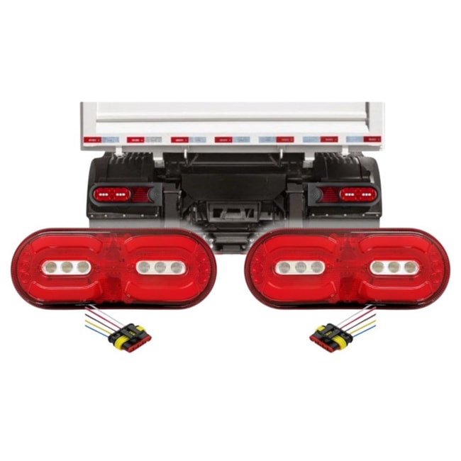 Kit Par Lanterna Traseira Carreta Randon LED 12v + Chicotes