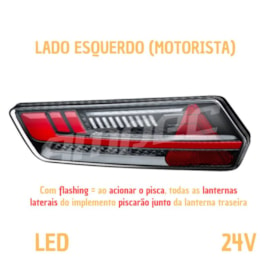 Lanterna Traseira LED Multifunção 24V Flashing Lado Esquerdo