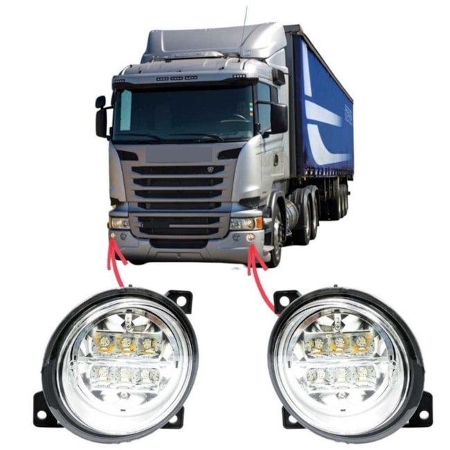 Par Farol Auxiliar Milha Externo LED Scania Série 5 S5 PGR