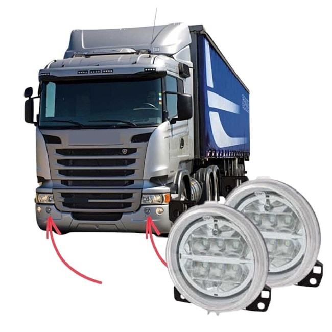 Par Farol Auxiliar Milha Interno LED Scania Série 5 S5 PGR