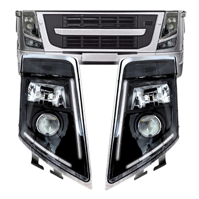 Par Farol Volvo FM FH FH13 após 2010 Máscara Negra Black