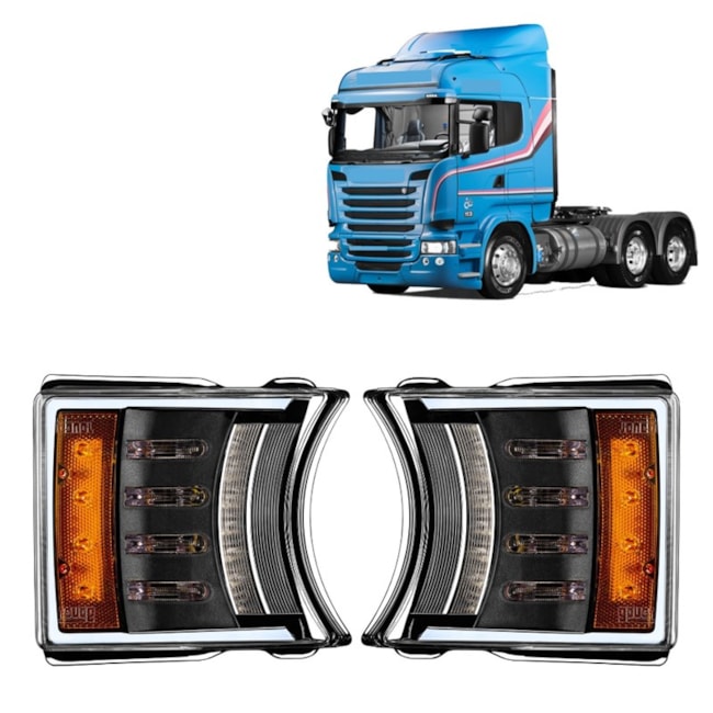 Par Lanterna Pisca Compatível Scania Serie 5 S4 S5 FULL Led